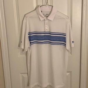 Medium size Under Armour golf polo - White & blue